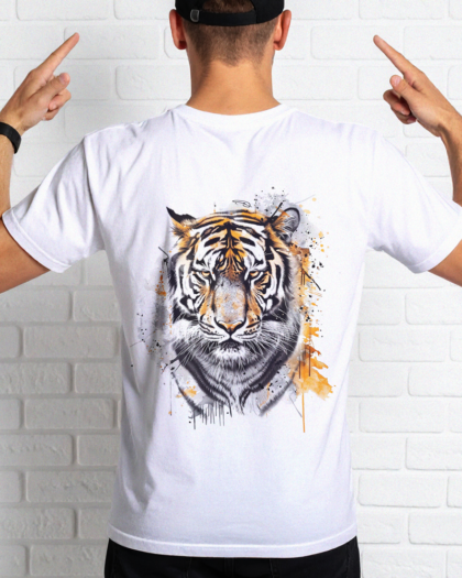 Tiger Round Neck White T-Shirt