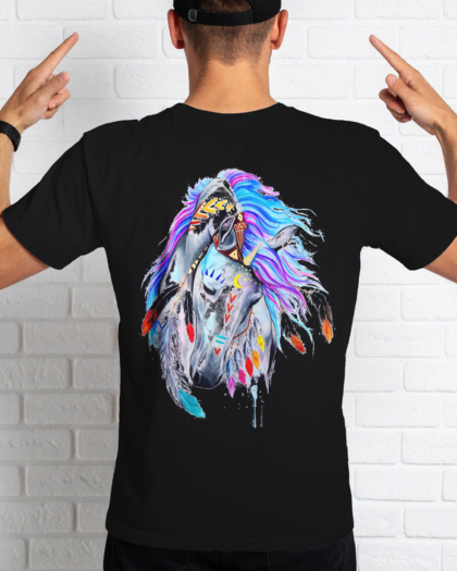 Horse Round Neck Black T-Shirt